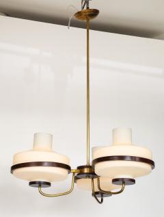  Stilnovo 1960s Stilnovo Style Walnut And Brass Italian Chandelier - 4651391