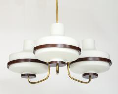  Stilnovo 1960s Stilnovo Style Walnut And Brass Italian Chandelier - 4651392