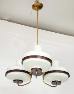  Stilnovo 1960s Stilnovo Style Walnut And Brass Italian Chandelier - 4651393