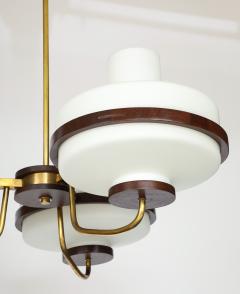  Stilnovo 1960s Stilnovo Style Walnut And Brass Italian Chandelier - 4651395
