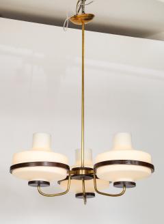  Stilnovo 1960s Stilnovo Style Walnut And Brass Italian Chandelier - 4651396
