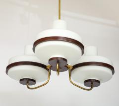  Stilnovo 1960s Stilnovo Style Walnut And Brass Italian Chandelier - 4651397