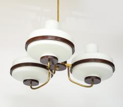  Stilnovo 1960s Stilnovo Style Walnut And Brass Italian Chandelier - 4651399