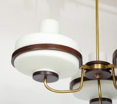  Stilnovo 1960s Stilnovo Style Walnut And Brass Italian Chandelier - 4651400