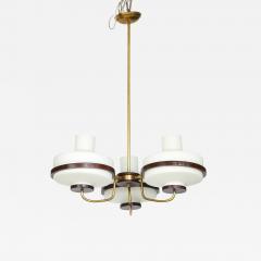  Stilnovo 1960s Stilnovo Style Walnut And Brass Italian Chandelier - 4651419