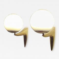  Stilnovo A Pair of Mid Century Gilt Brass Wall Sconces in the style of Stilnovo - 257151