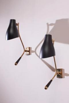  Stilnovo A pair of wall light made of brass and painted metal Italy 1950s - 3485263