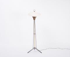  Stilnovo Elegant Italian Midcentury Opaline Glass and Iron Floor Lamp - 2161705