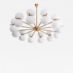  Stilnovo Exceptional Large Murano Glass and Brass Chandelier in the Manner of Stilnovo - 770275