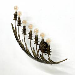  Stilnovo ITALY Stilnovo Airy Wall Sconce Seven Arm Floating Flower Petal Lamp Brass 1950s - 1923096