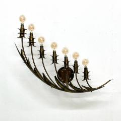  Stilnovo ITALY Stilnovo Airy Wall Sconce Seven Arm Floating Flower Petal Lamp Brass 1950s - 1923097