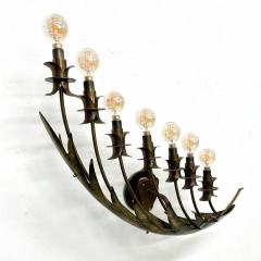  Stilnovo ITALY Stilnovo Airy Wall Sconce Seven Arm Floating Flower Petal Lamp Brass 1950s - 1923099