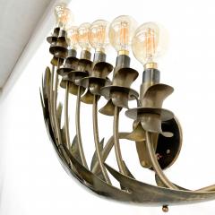  Stilnovo ITALY Stilnovo Airy Wall Sconce Seven Arm Floating Flower Petal Lamp Brass 1950s - 1923104