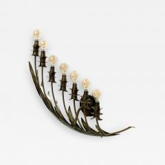  Stilnovo ITALY Stilnovo Airy Wall Sconce Seven Arm Floating Flower Petal Lamp Brass 1950s - 1924578