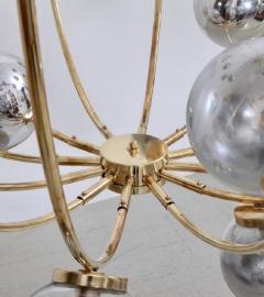  Stilnovo Impressive Brass and Mercury Glass Circus Chandelier in the Manner of Stilnovo - 547730