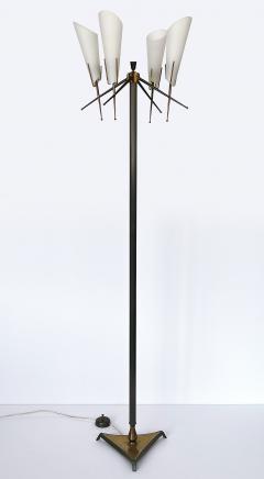  Stilnovo Italian 1950s Gunmetal and Brass Four Light Floor Lamp - 2958250