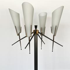  Stilnovo Italian 1950s Gunmetal and Brass Four Light Floor Lamp - 2958251