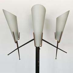  Stilnovo Italian 1950s Gunmetal and Brass Four Light Floor Lamp - 2958257