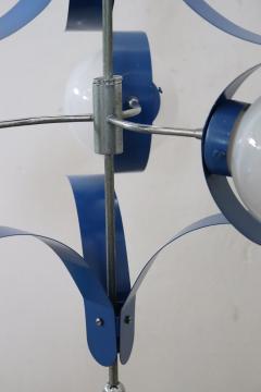  Stilnovo Italian Design Glass and Blue Lacquered Metal Stilnovo Chandelier 1950s - 2218490