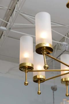  Stilnovo Italian Mid Century Brass and Glass Eight Light Chandelier Stilnovo - 4162311