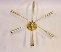 Stilnovo Italian Mid Century Modern Brass Sunburst Sputnik Flush Mount by Stilnovo - 1770886