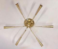  Stilnovo Italian Mid Century Modern Brass Sunburst Sputnik Flush Mount by Stilnovo - 1770889