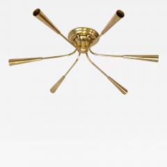  Stilnovo Italian Mid Century Modern Brass Sunburst Sputnik Flush Mount by Stilnovo - 1772676