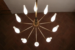  Stilnovo Italian Mid Century Modern Ten Lights Chandelier Attributer to Stilnovo 1950s - 2602056