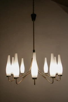  Stilnovo Italian Mid Century Modern Ten Lights Chandelier Attributer to Stilnovo 1950s - 2602057