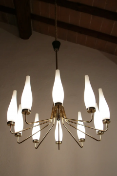  Stilnovo Italian Mid Century Modern Ten Lights Chandelier Attributer to Stilnovo 1950s - 2602058