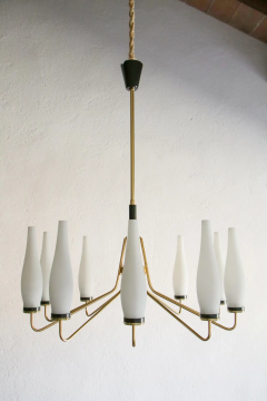  Stilnovo Italian Mid Century Modern Ten Lights Chandelier Attributer to Stilnovo 1950s - 2602066