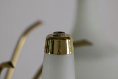  Stilnovo Italian Midcentury Six Lights Gold and Ivory Chandelier Attributed to Stilnovo - 3095492