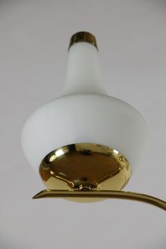  Stilnovo Italian Midcentury Six Lights Gold and Ivory Chandelier Attributed to Stilnovo - 3095495