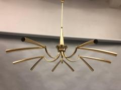  Stilnovo Italian Midcentury Sunburst Star Form 10 Arm Brass Chandelier Attr Stilnovo - 1672292