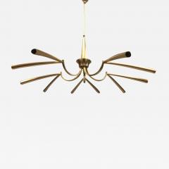  Stilnovo Italian Midcentury Sunburst Star Form 10 Arm Brass Chandelier Attr Stilnovo - 1673912