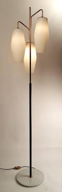  Stilnovo Italian Modernist Stilnovo Floor Lamp with Frosted Glass Shades and Marble Base - 450066