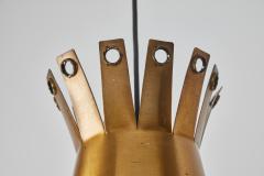  Stilnovo Large 1950s Italian Perforated Brass Double Cone Pendant - 2514916