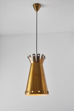  Stilnovo Large 1950s Italian Perforated Brass Double Cone Pendant - 2514918