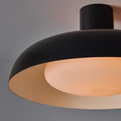  Stilnovo Large 1950s Stilnovo Black Metal and Opaline Glass Ceiling Lamp by Bruno Gatta - 4291920