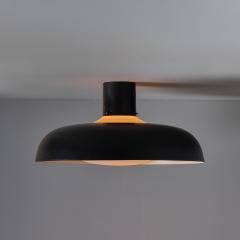  Stilnovo Large 1950s Stilnovo Black Metal and Opaline Glass Ceiling Lamp by Bruno Gatta - 4291921