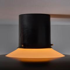  Stilnovo Large 1950s Stilnovo Black Metal and Opaline Glass Ceiling Lamp by Bruno Gatta - 4291926
