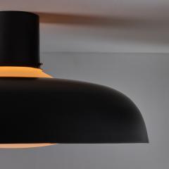  Stilnovo Large 1950s Stilnovo Black Metal and Opaline Glass Ceiling Lamp by Bruno Gatta - 4291927