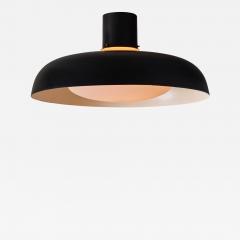  Stilnovo Large 1950s Stilnovo Black Metal and Opaline Glass Ceiling Lamp by Bruno Gatta - 4297245