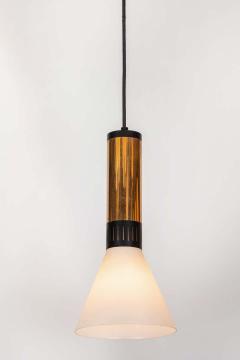  Stilnovo Large 1950s Stilnovo Glass and Brass Pendant - 1251674
