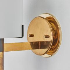  Stilnovo Large 1950s Stilnovo Model 2079 1 Brass Opaline Glass Sconce - 2818182