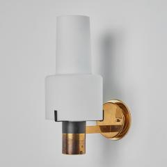  Stilnovo Large 1950s Stilnovo Model 2079 1 Brass Opaline Glass Sconce - 2818184