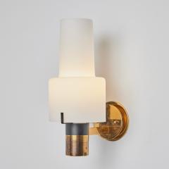  Stilnovo Large 1950s Stilnovo Model 2079 1 Brass Opaline Glass Sconce - 2818186