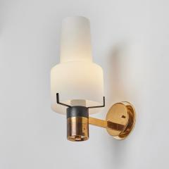  Stilnovo Large 1950s Stilnovo Model 2079 1 Brass Opaline Glass Sconce - 2818187