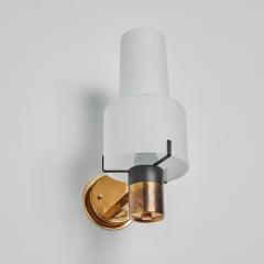  Stilnovo Large 1950s Stilnovo Model 2079 1 Brass Opaline Glass Sconce - 2818189