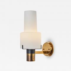  Stilnovo Large 1950s Stilnovo Model 2079 1 Brass Opaline Glass Sconce - 2823264